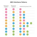 ABO blood group inheritance patterns. Vector illustration. Royalty Free Stock Photo